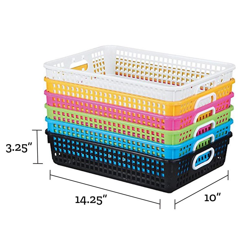 Really Good Stuff Desktop Paper Basket, 14" x 10" x 3.25", Single, Yellow, Classroom Library Organizer, Toy Storage, Multi-Purpose - Image 3
